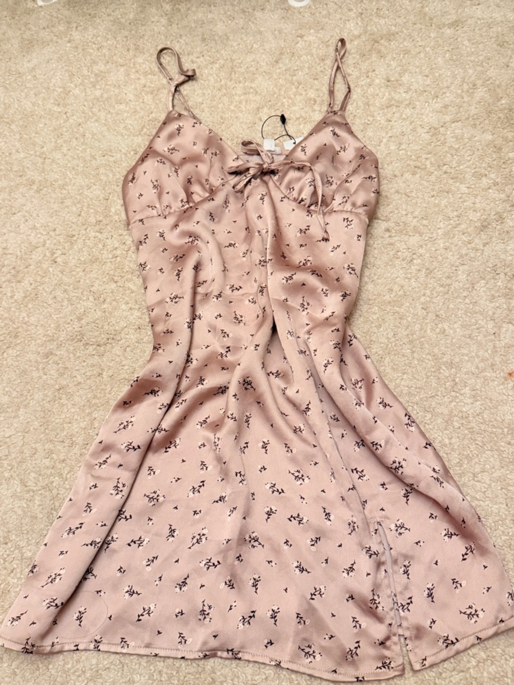 Garage Blush Pink Floral Satin Mini Dress - Picture 2 of 2